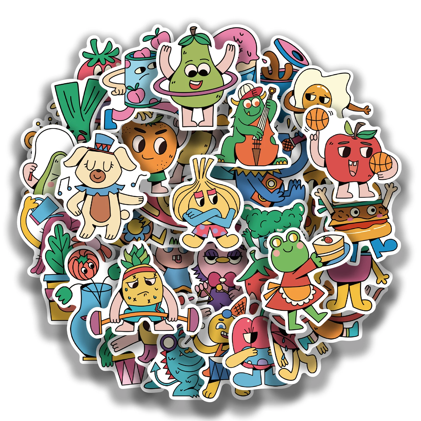 

40Pcs Cute Animals Big Eyes Stickers Small Fresh Cartoon Personality Notebook Refrigerator Water Cup Trend Guitar Wholesale