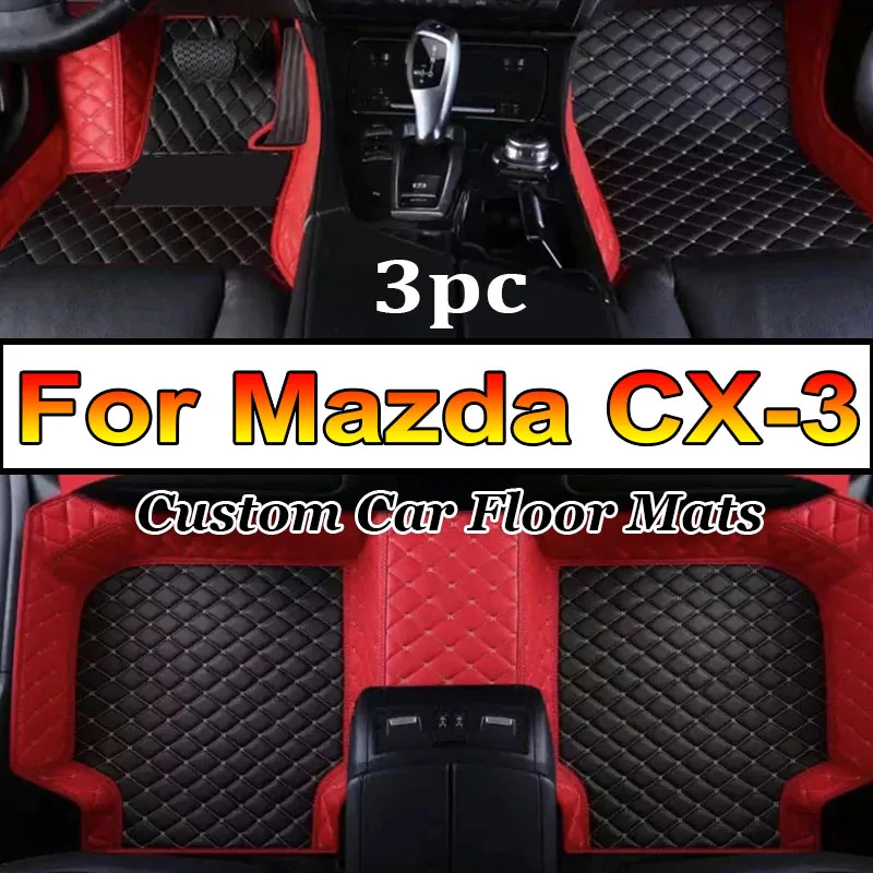 Car Floor Mats For Mazda CX-3 CX3 DK 2016~2022 Leather Luxury Mat Protective Rug Carpet Set Auto Interior Parts Car Accessories