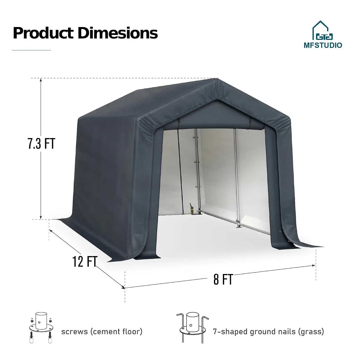 Heavy Duty Garages Outside Utility Sidewalls Enclosed Canopies Shelter with Rolled up Zipper Doors for Vehicles,Truck,Tools