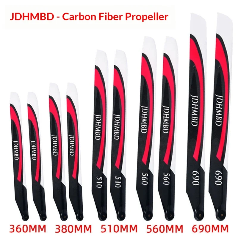 Jdhmbd Rc Helicopter Main Blade 360/380/420/510/560/690mm 470 Rc Helicopter Blade Carbon Fiber Tail Rotor Blade Main Rotor view 2
