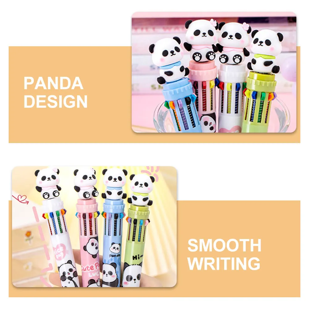 

4pcs Ballpoint Panda Design Multicolor Writing Pens for Students School Gift Retractable Kawaii Pens Crafting Coloring Journals
