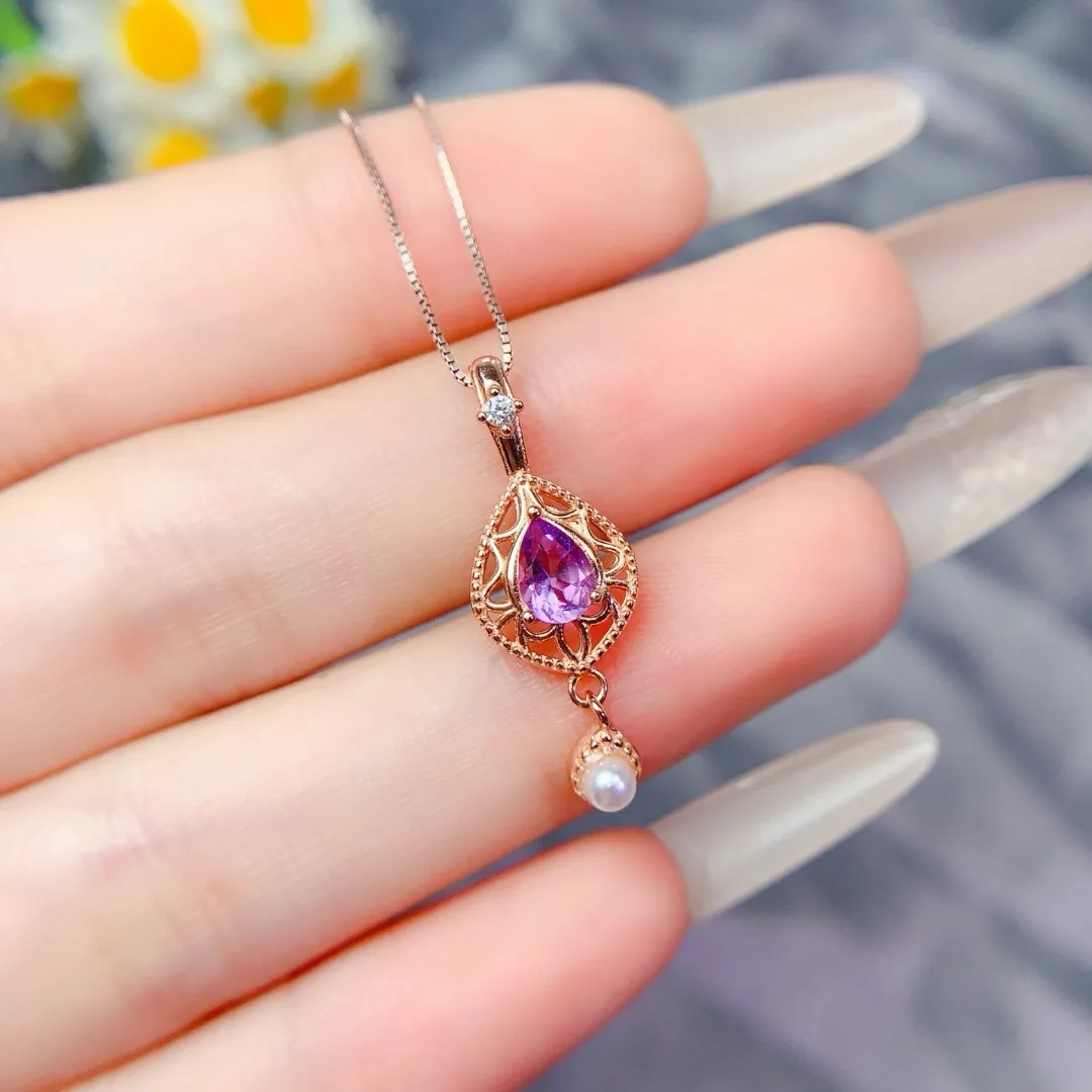 

Очаровательный натуральный аметист, подвеска из стерлингового серебра, модный женский дизайн ювелирных изделий, исключением элегантности и роскоши