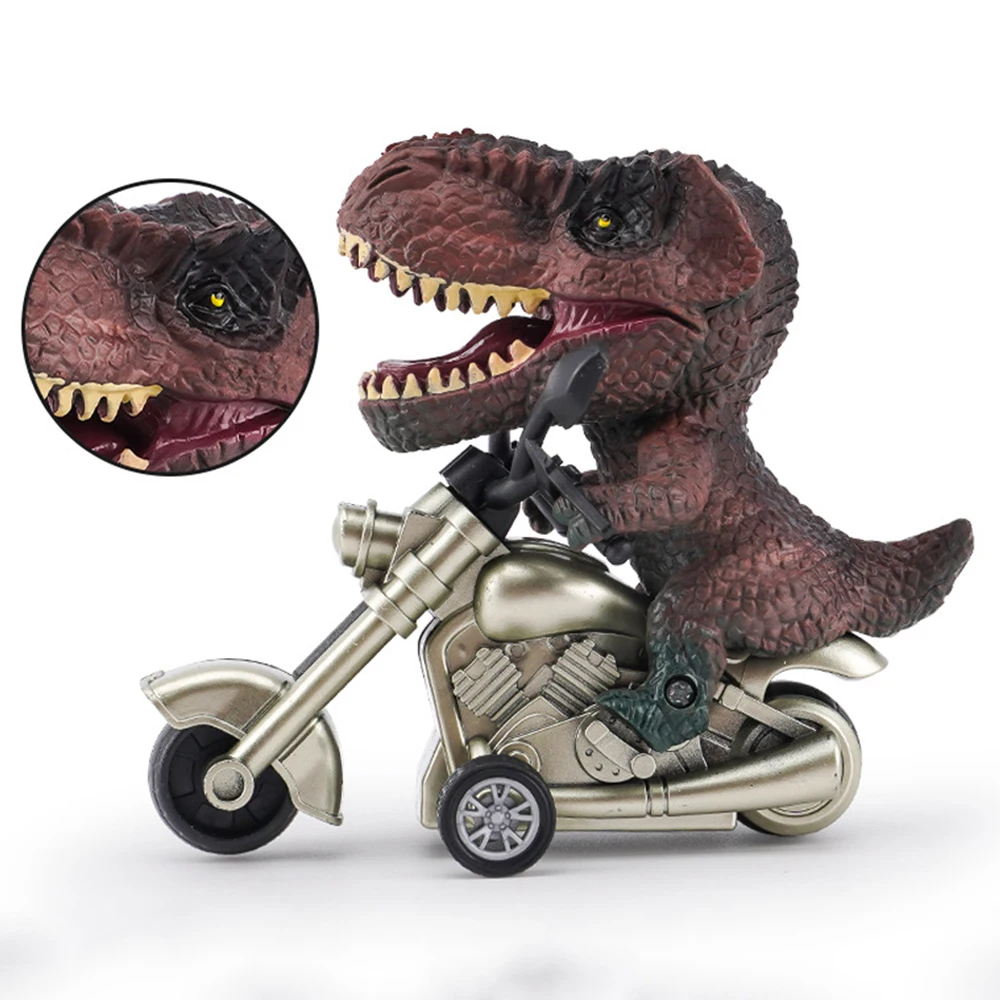 Dinosaur Modeling Pullback Motorcycle Simulation Locomotive Car Miniatures Item Animal Figurines Dinosaur Toys Childrens