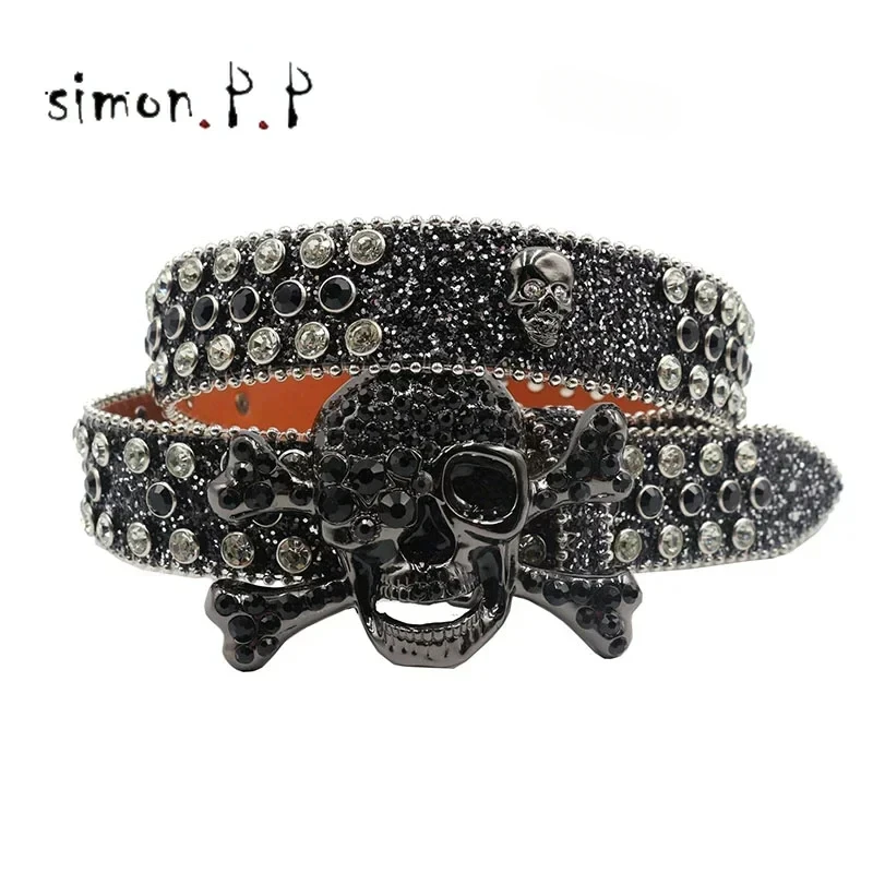 

NEW Rhinestone Western Belt Luxury Brand Studded Belts for Men Strap Diamond Bling SKULL Belts Cowgirl Cowboy For Jeans Y2K