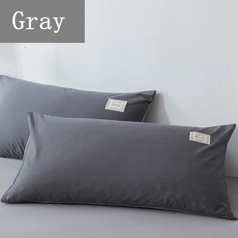 100% water washed cotton pillowcase Solid Color Pillow Cover healthy for Couple High-end pillow case 2pcs 48x74cm
