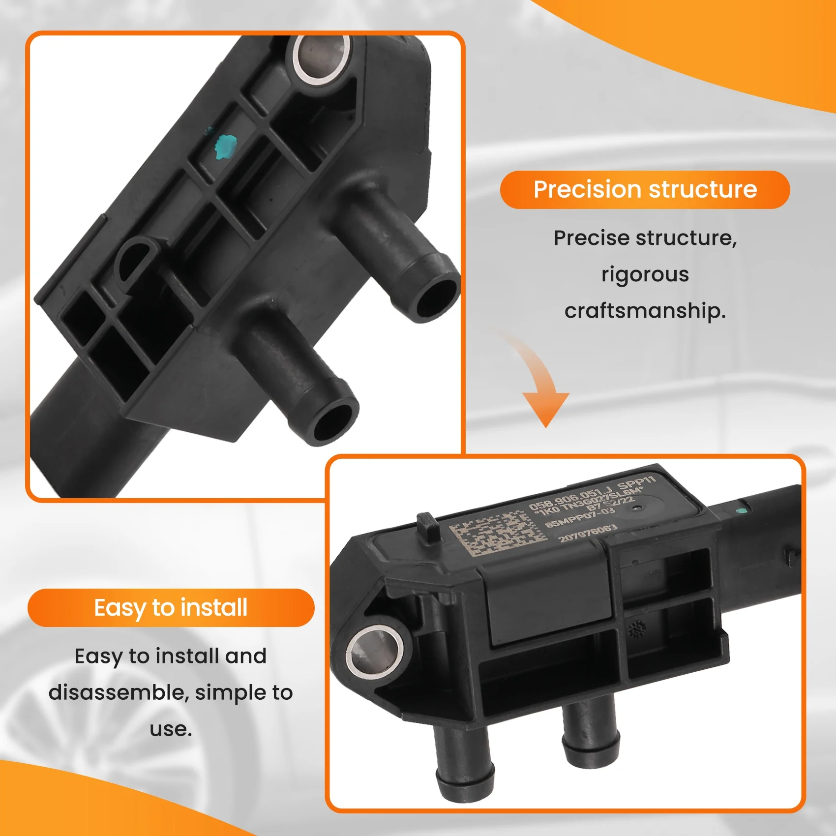 

Differential Pressure Sensor For A3 A4 B9 A6 C8 A7 Q2 Q3 Q5 Skoda OCTAVIA POLO 058906051J 058906051F