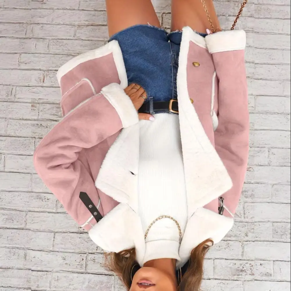 

Fashionable Flared Fur-Lined Jacket For Women Insulated Leather Faux Fur Blend Fleece Jacket Winter Women Coat Warm Jacket