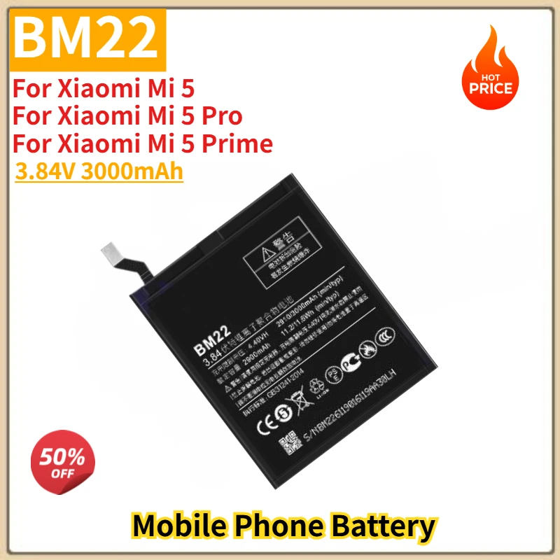 BM22 High Quality Phone Battery 3.84V 3000mAh For Xiaomi Mi 5/ 5Pro / 5 Prime Brand New Replacement Battery