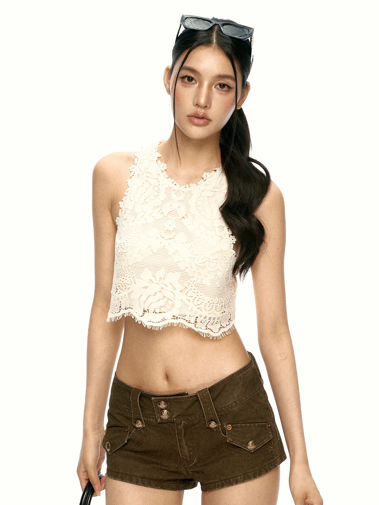 Aaisup White Sexy Lace Hollow out Vest Women Summer Spicy Backless Belly Button Bearing Sleeveless Inner And Outer Wear Top