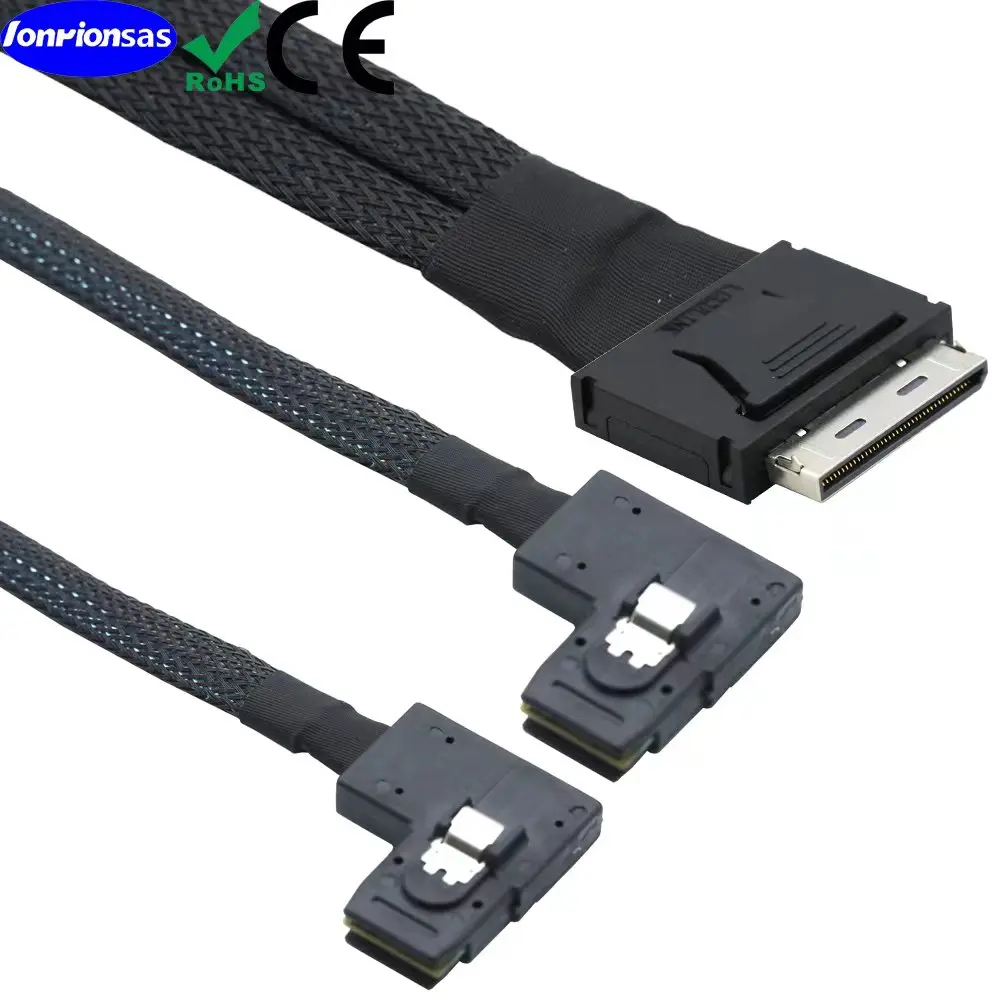 Oculink PCIe PCI-Express SFF-8611 8i 8X  SSD Data Active to Dual MINI SAS SFF-8087 right angle PCI-E Ultraport Slimline SAS Slim