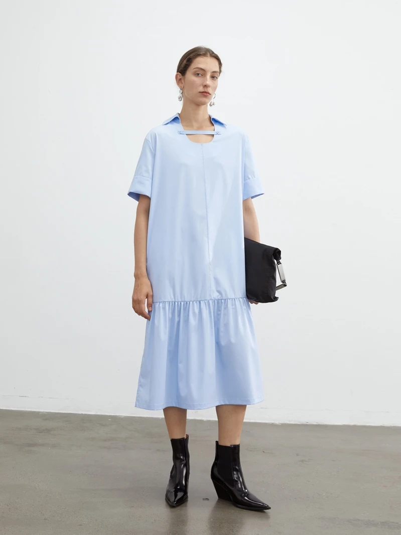 

Простая плиссированная юбка-миди U-Ne с высокой талией для женщин, однотонная, для повседневной носки, летняя