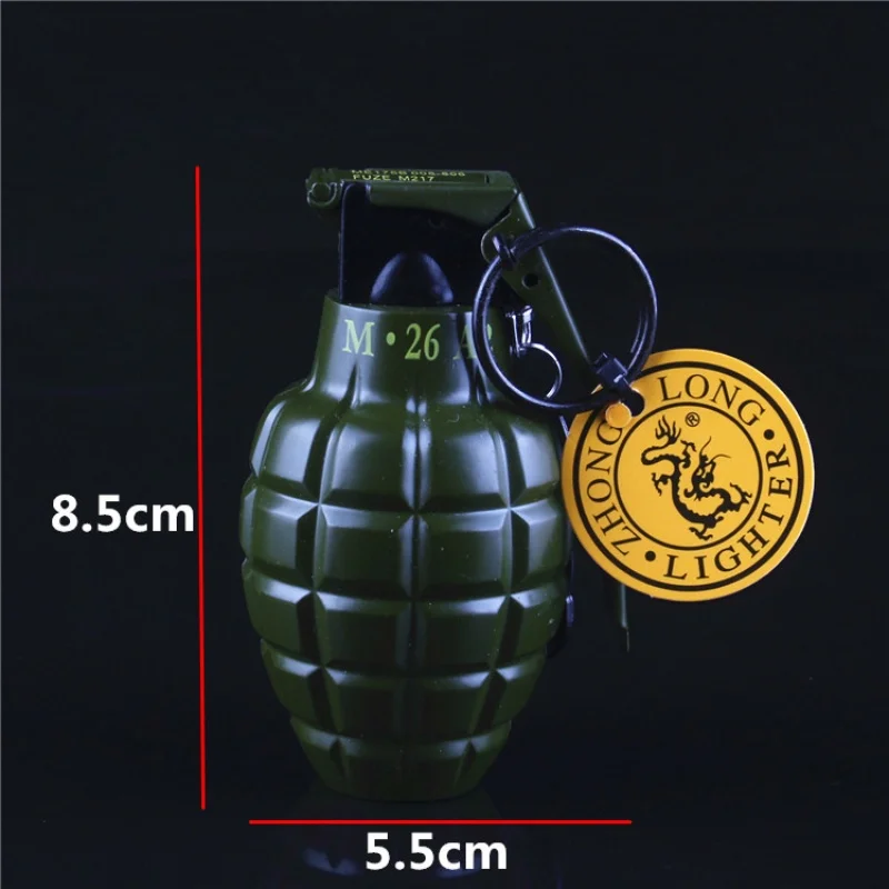 Grenade design Creative Metal Electronic Windproof Lighter Grinding wheel open flame Lighter Men\'s Gift Cigarette Accessories