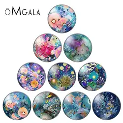 OMGALA 10pcs/lot Colorful Flowers Paintings 12mm/20mm/25mm Round Glass Cabochon Photo Demo Flat Back Making Findings