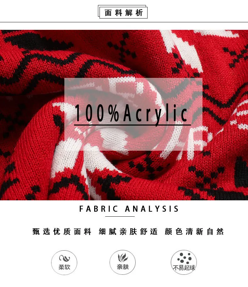 크리스마스 여성용 스웨터 새로운 라운드 넥 남성용 풀오버 아늑한 따뜻한 긴 소매 스웨터 크리스마스 파티 선물 커플 가족 의상