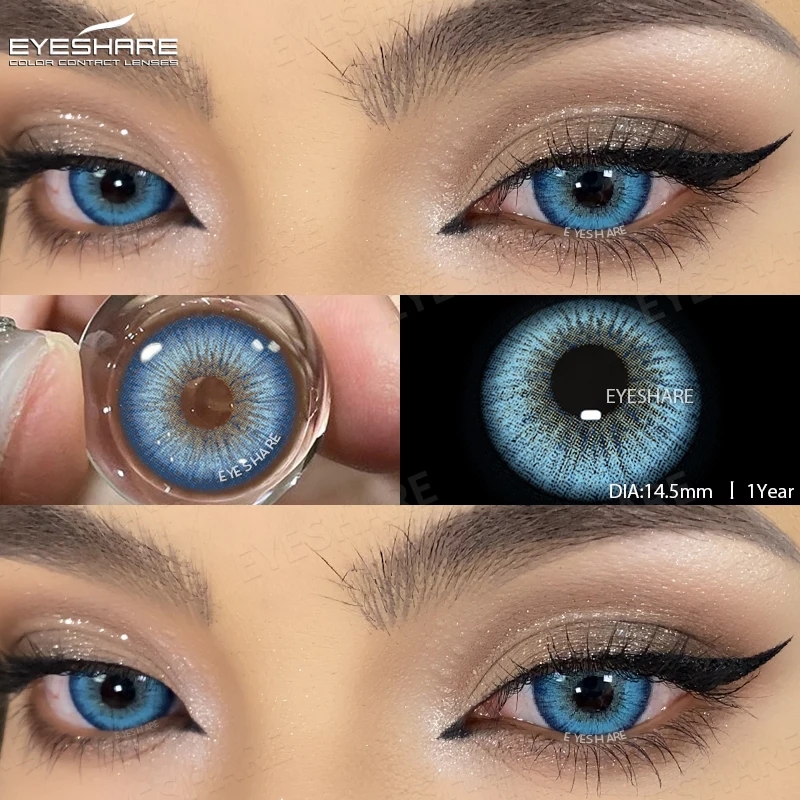 AMARA 1pair Blue Colored Contact Lenses Cosmetics Beauty Blue Eyes Makeup Pupils Korean Blue Lense Brown Lense Yearly Use
