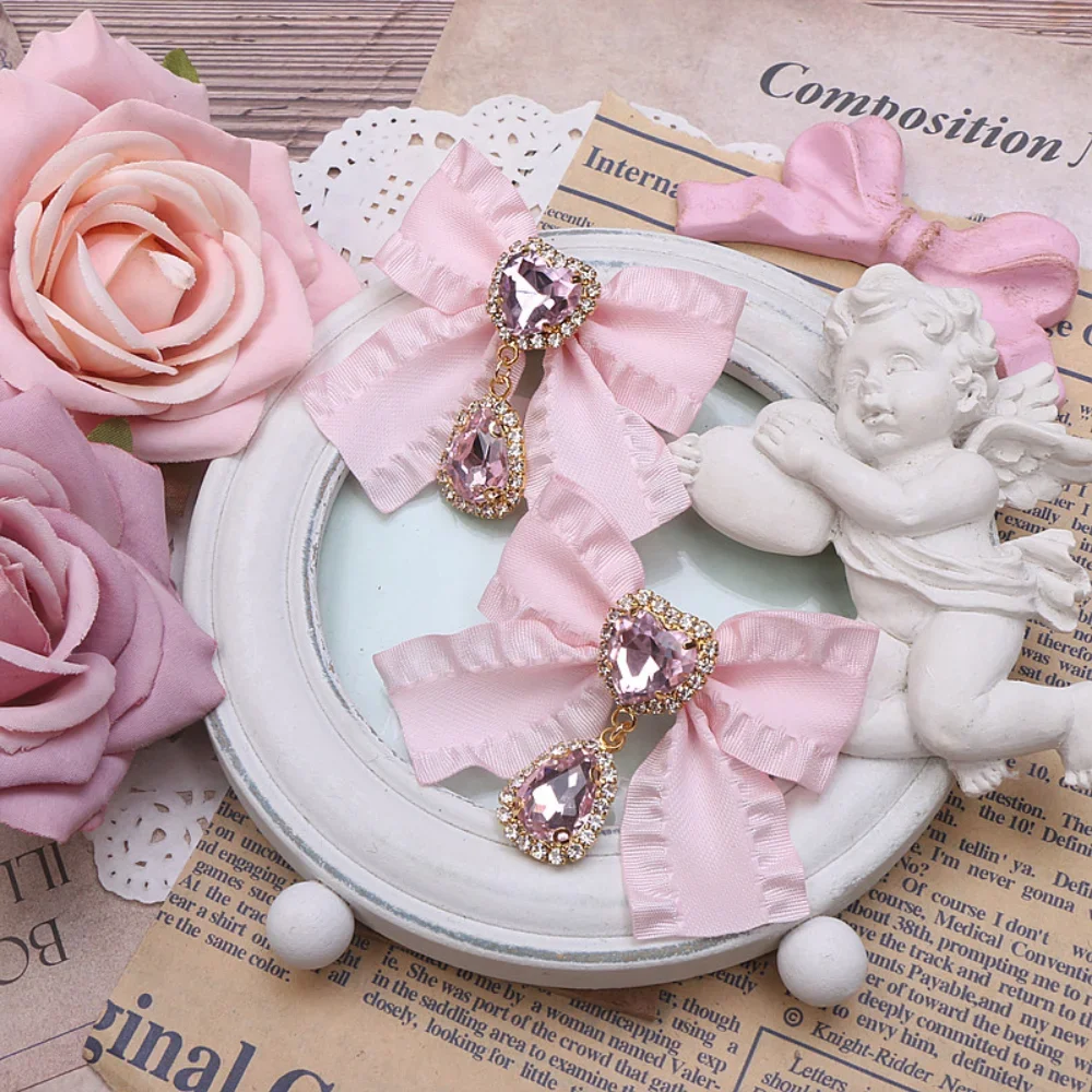 Small Hairpin Water Drop Heart Shape Rhinestone Pendant Wooden Ear Hairclips Headdress Sweet Side Clip Hair Accessories Jewelry