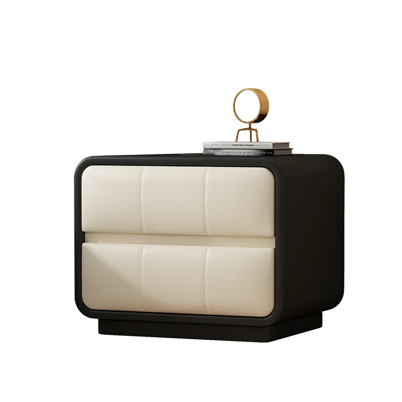 

Прикроватная тумбочка кремового цвета, кожаный шкаф для хранения предметов искусства, французская легкая роскошная спальня, детская минималистичная прикроватная тумбочка из массива дерева