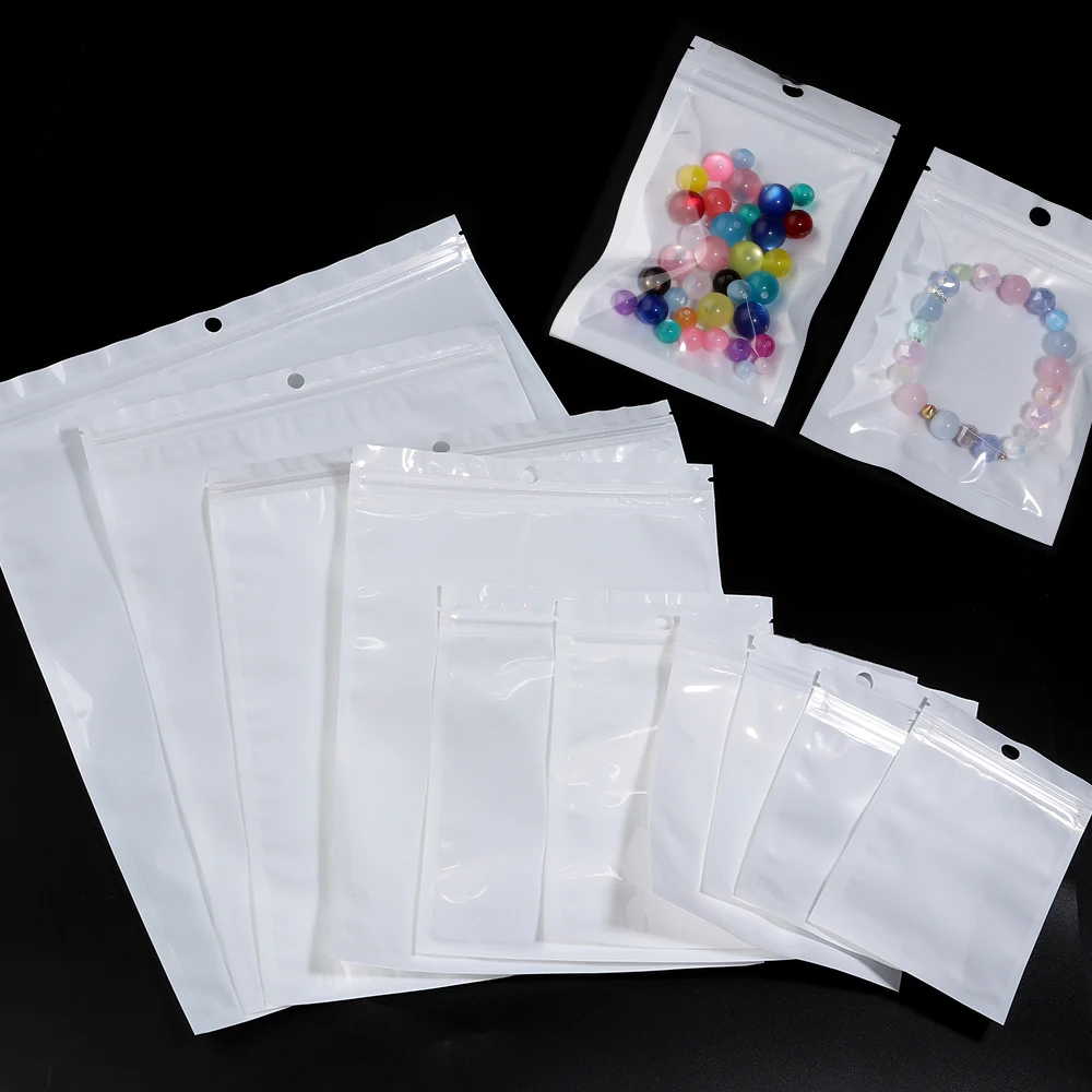20/50pcs White Dustproof Sealing Sachet Bag Transparent Ziplock Bags Phone Case Accessories Jewelry Packing Bag Storage Bag