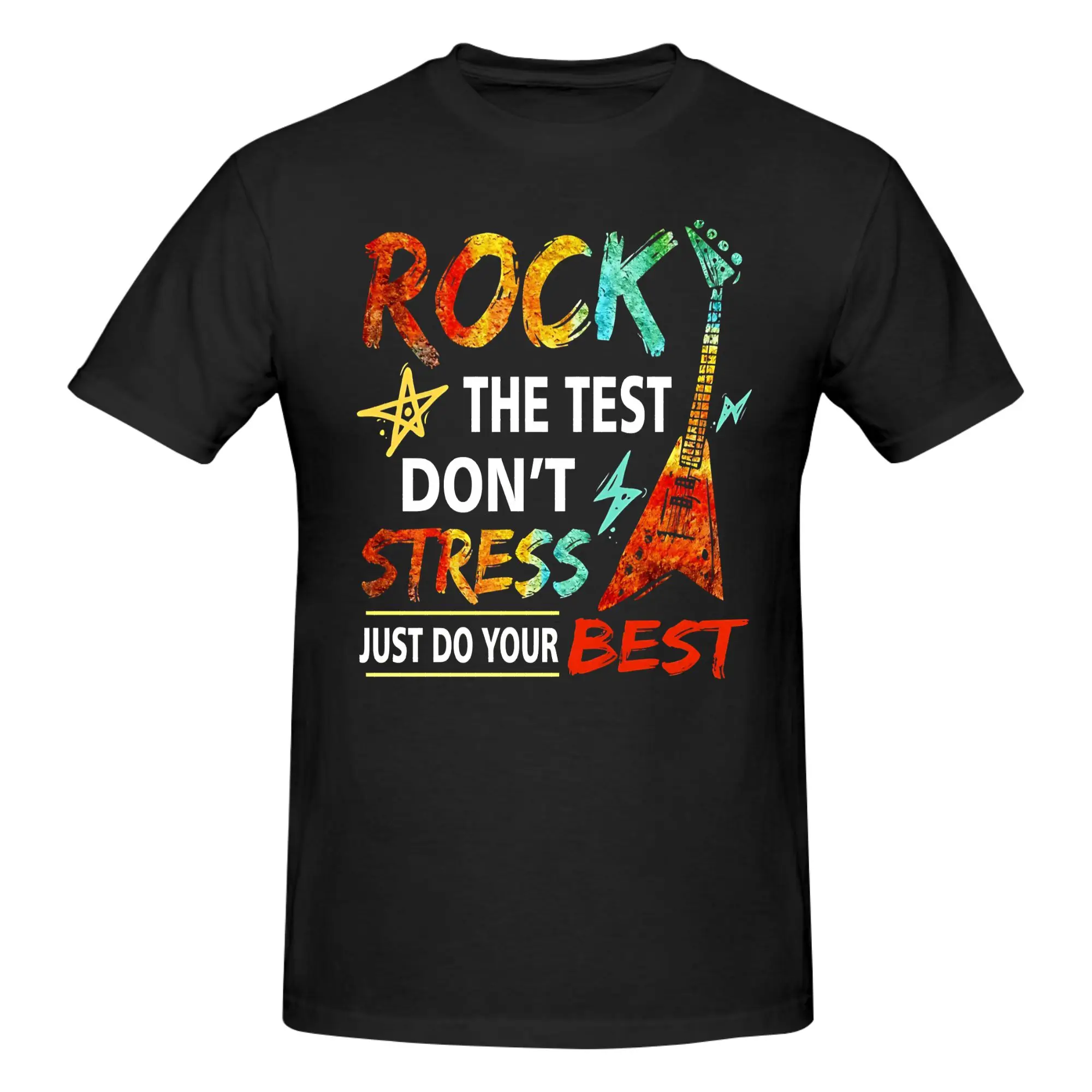 1 Piece Dont Stress Graphic Funny 100% Cotton T-Shirt Test Day Tees Tops For Men