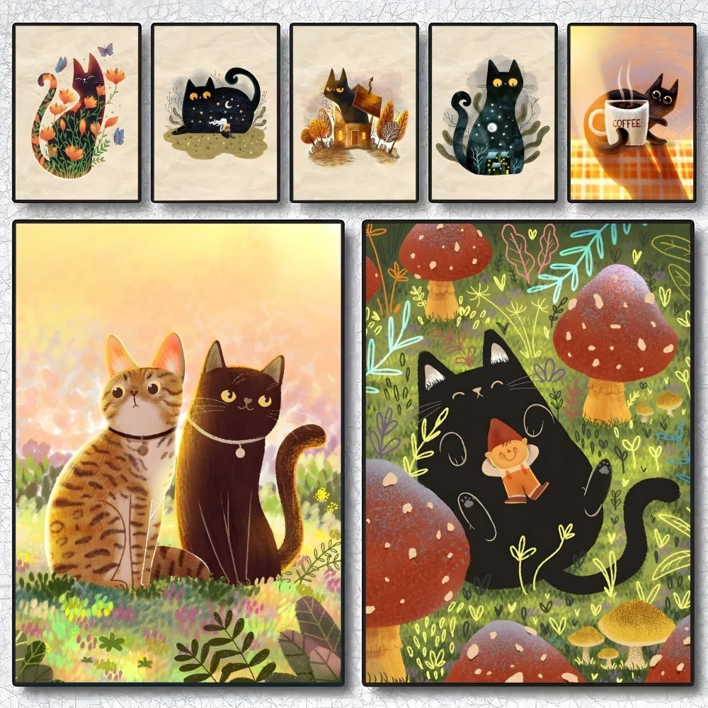 

cute cats Poster Paintings Posters & Prints Home Bedroom Living Room Decor Holiday Gifts Souvenir