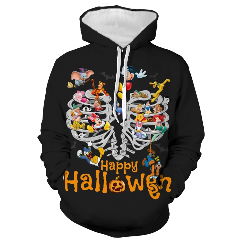 New Halloween Collection Hoodie Harajuku Men's Fall Long Sleeve Disney Brand Stitch and Mickey 3D Printed Casual Sweatshirt y2k