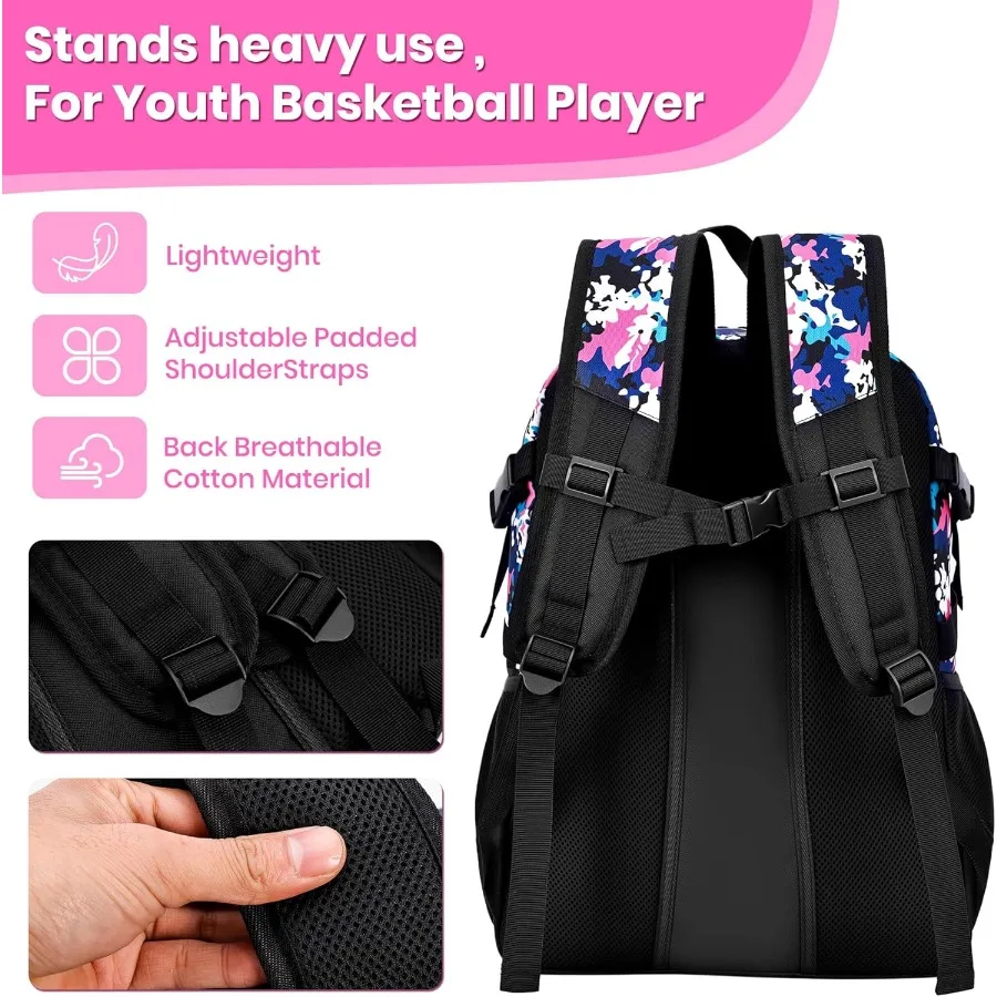 Large Basketball Backpack for Men and Youth: Spacious Sports Gym Bag with Dedicated Ball and Shoes Compartments Ideal for Trave