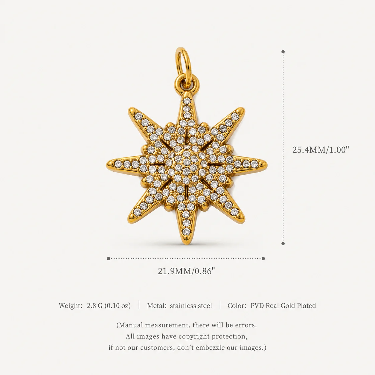316 Edelstahl Wasserdichter Farbbeständiger Einfacher Flugzeug-Achteckstern Weinglas DIY Anhänger Charms für Schmuck – Detail 5