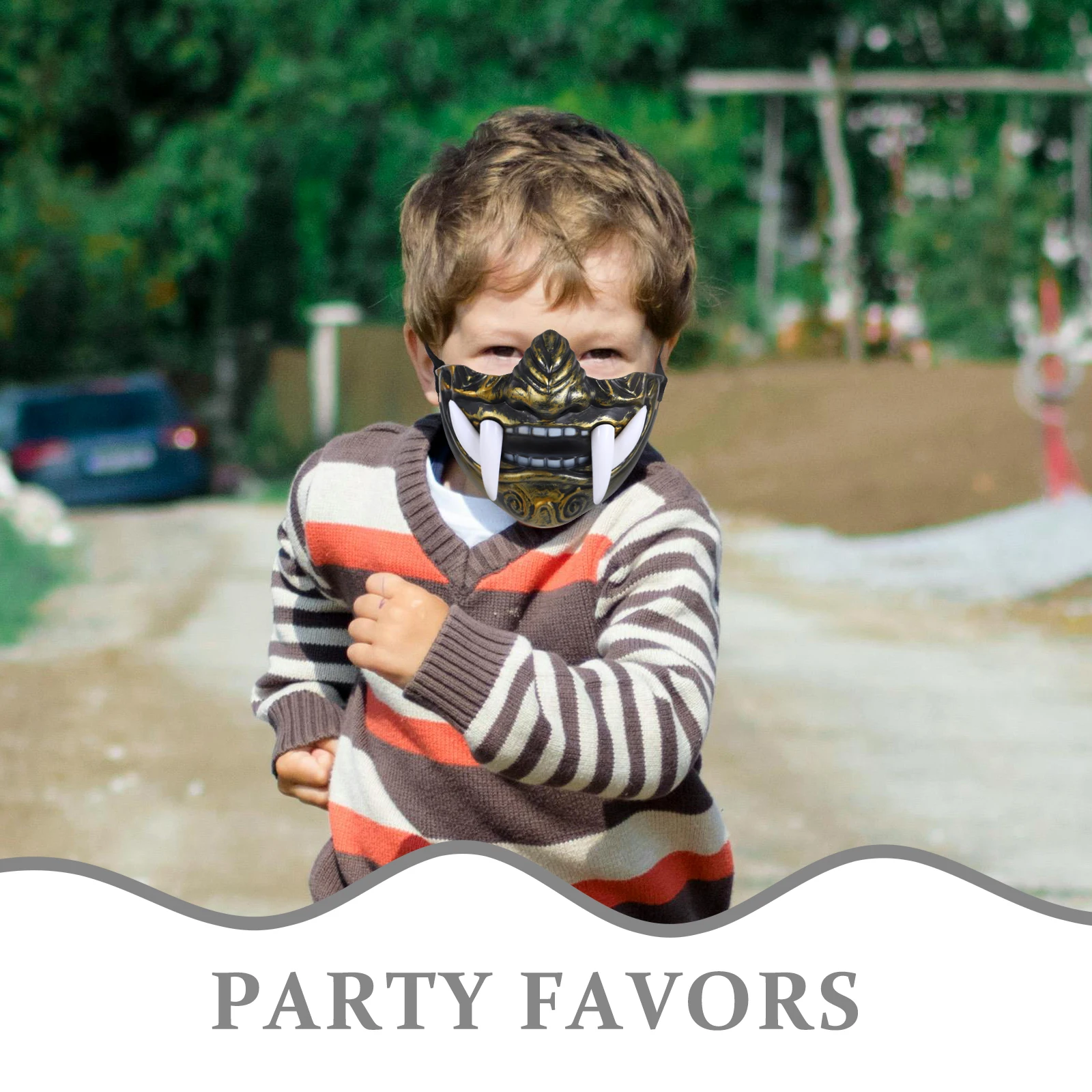 

1pc Oni Mask Japanese Handcrafted Red Face For Cosplay Party Masquerade Stage Performance Decorative Prop Accessory