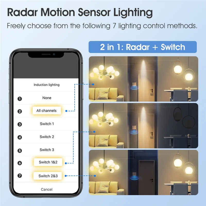 

Умный выключатель света BAAY Tuya Zigbee 3.0 с радарной кнопкой управления через приложение 6 м, белый