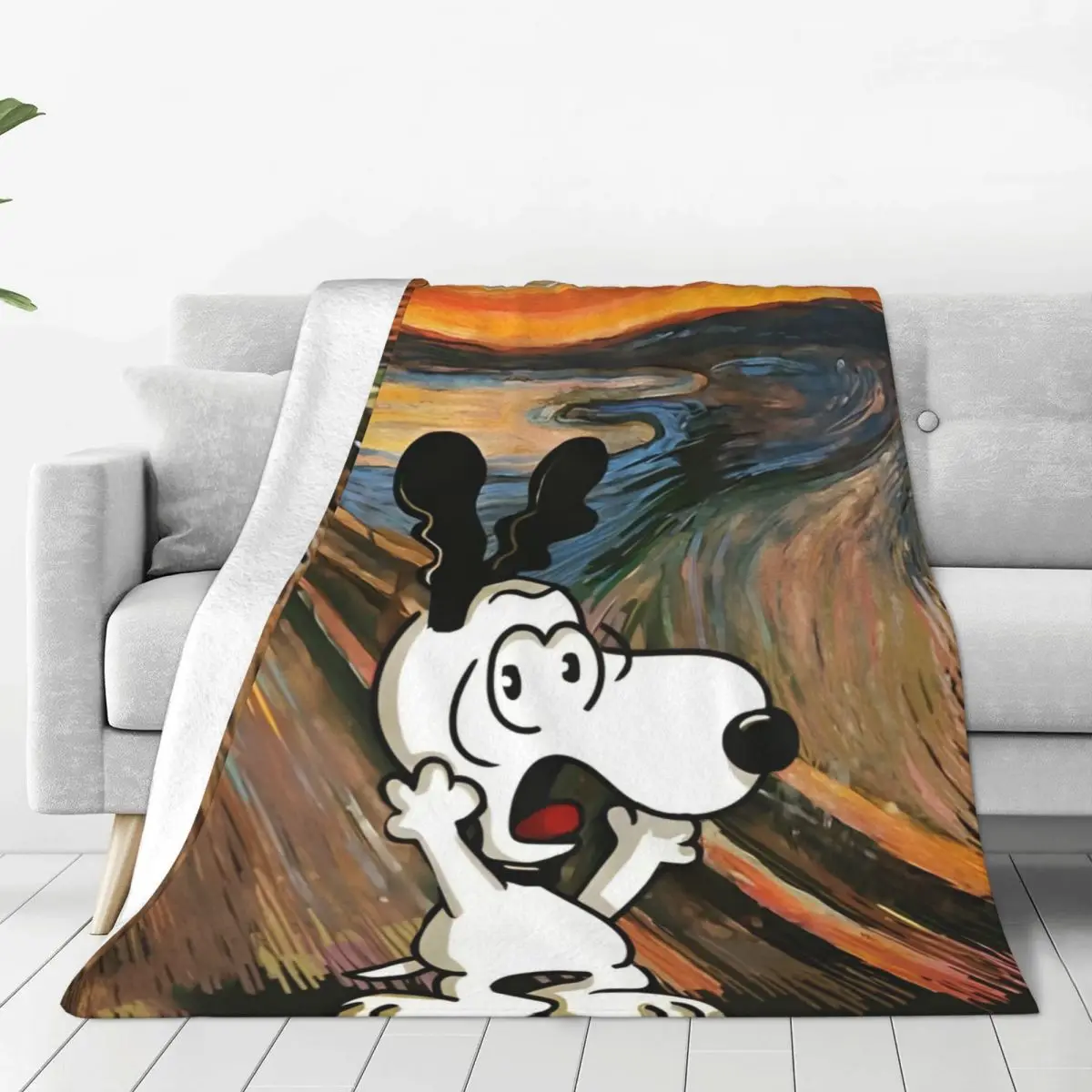 Snoopy Starry Night Pop Art Warm Soft Blankets Boy Girl Plush Throw Blanket Fashion Bedroom Flannel Bedspread Sofa Bed Cover