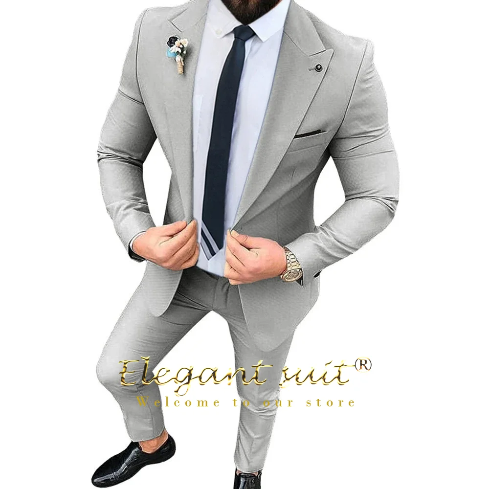 Men's white suit 2-piece suit (blazer + trousers) men's wedding formal occasion custom fashion slim suit tuxedo