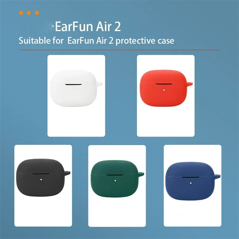 Silicone Earphone Cover For EarFun Air 2 Bluetooth Earbuds Protective For EarFun Air2 Shell Anti Drop Box Sleeve Headphone Case