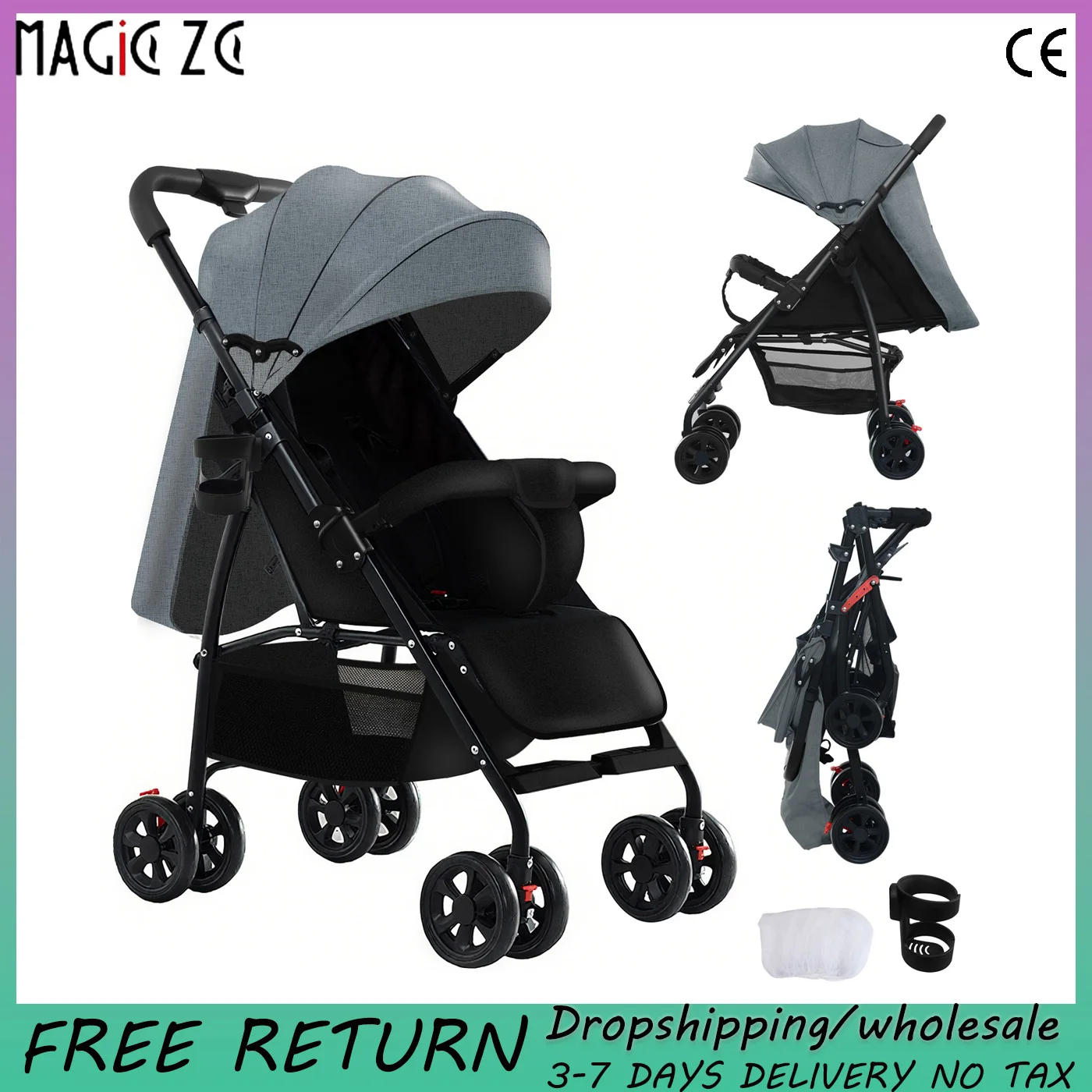 عربة أطفال خفيفة الوزن لحديثي الولادة عربة أطفال فاخرة قابلة للطي للسيارة والسفر عربة خفيفة الوزن المدمجة #1