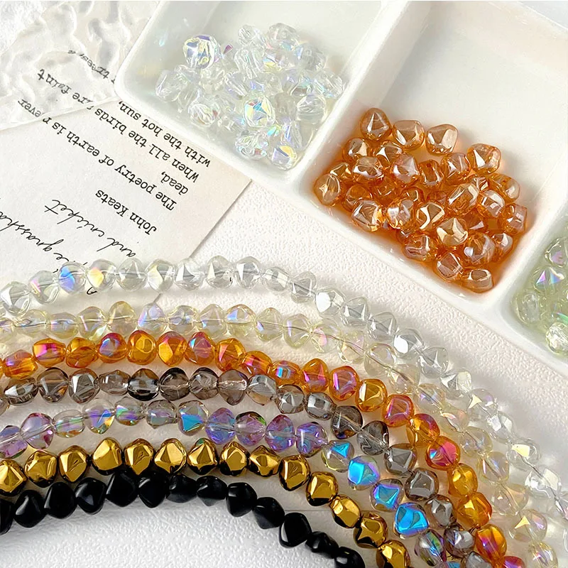 20Pcs 7x8MM Fantasy Irregular Peas Shape Crystal Glass Loose Beads Charms For Jewelry Making Diy Bracelet Earrings Accessories