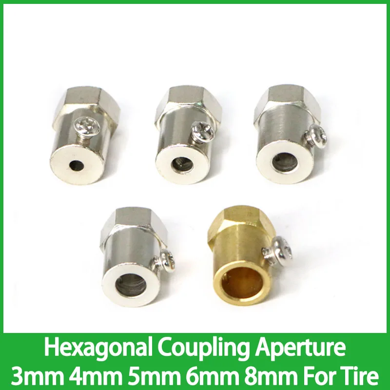 1Pcs/Lot Hexagonal Coupling Iron Surface Electroplated Nickel Aperture 3mm 4mm 5mm 6mm 8mm For Tire