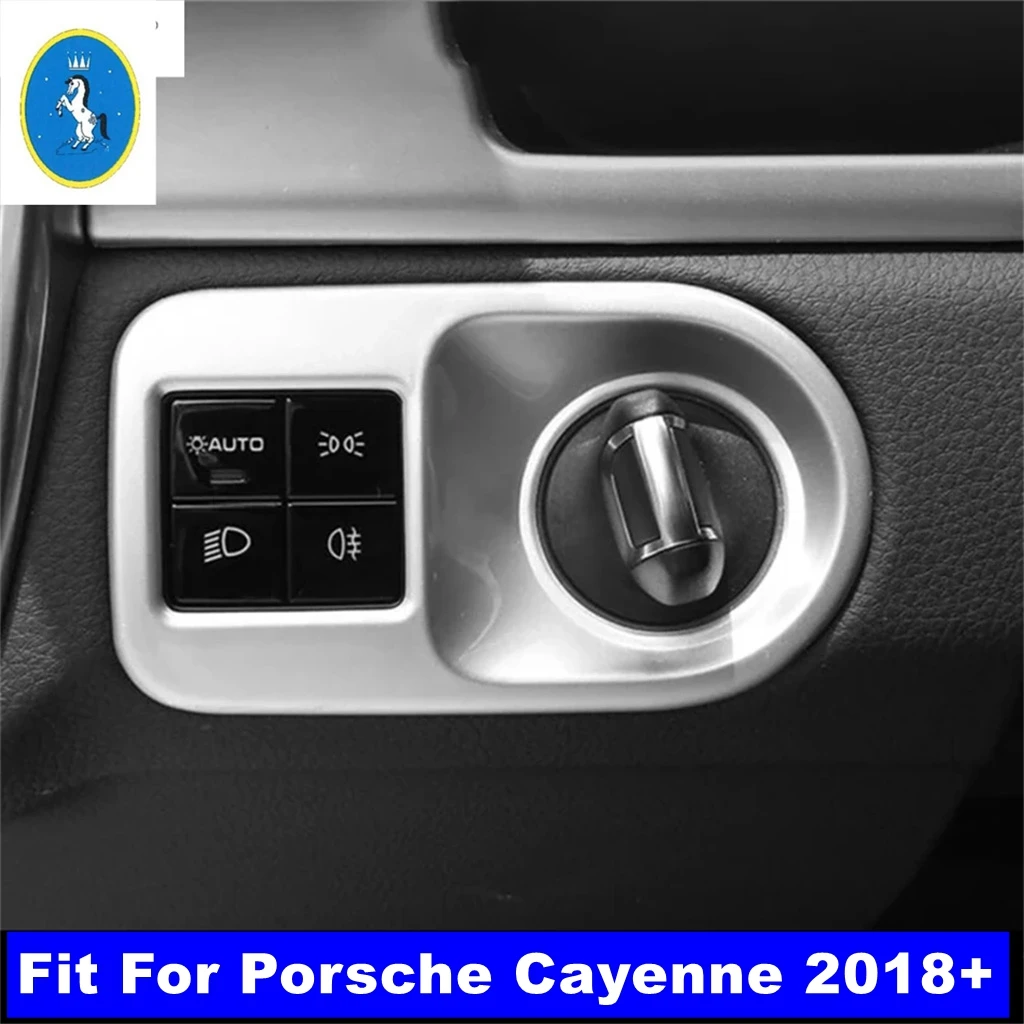 

ABS Car Headlight Adjustment Head Light Lamp Switch Button Decor Sequins Cover Trim For Porsche Cayenne 2018 - 2023 Accessories