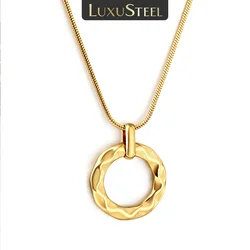 LUXUSTEEL Chic Thin Snake Link Chain Necklaces for Women Golden Plated Round Hollow Stainless Steel Charm Choker Party Collar