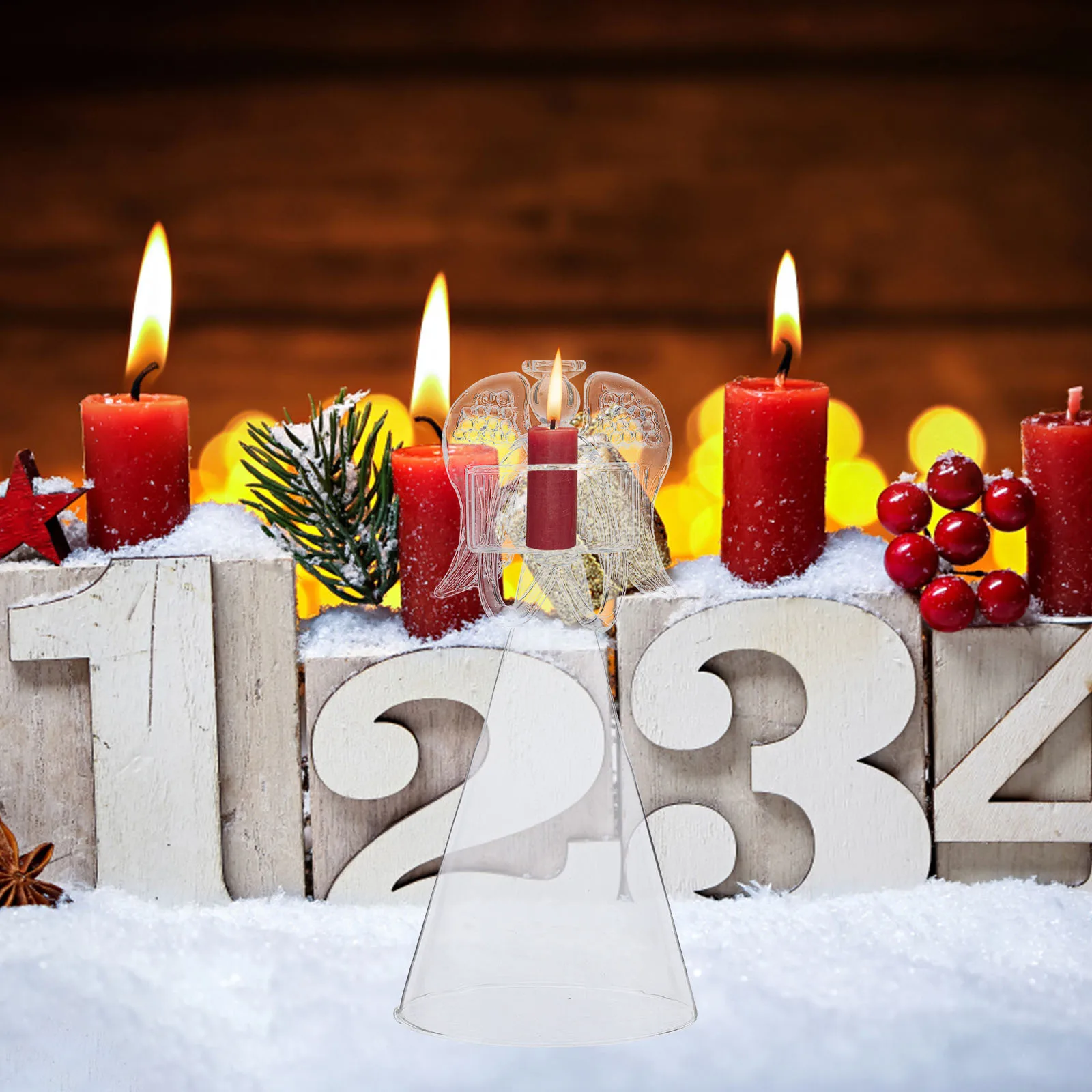 

Elegant Glass Angel Candleholder High Temperature Resistant Stand for Dinner Party Wedding Home Decor Small Holder