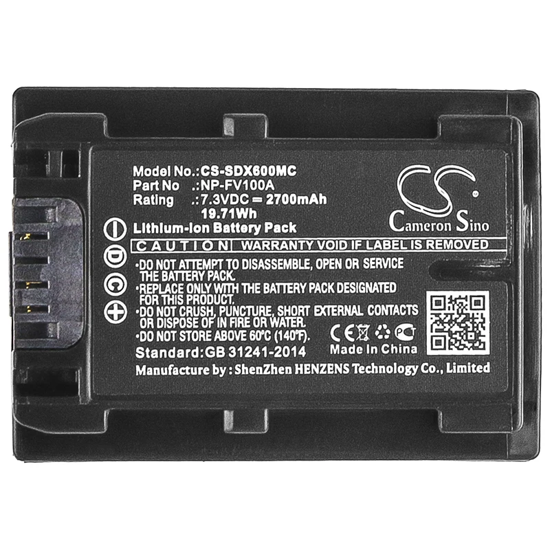 

Li-ion Camera Battery for Sony,7.3v,2700mAh,FDR-AX45 FDR-AX60 HDR-CX625 HDR-CX680 NEX-VG30,NP-FV100A