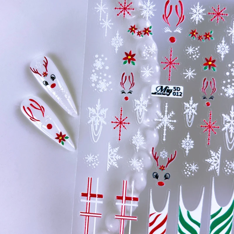 1 قطعة عيد الميلاد مسمار الفن ملصق ميا سلسلة تنقش الكرتون مهرج ثلج الرنة الفرنسية نصائح مناسبة لأي شكل مسمار