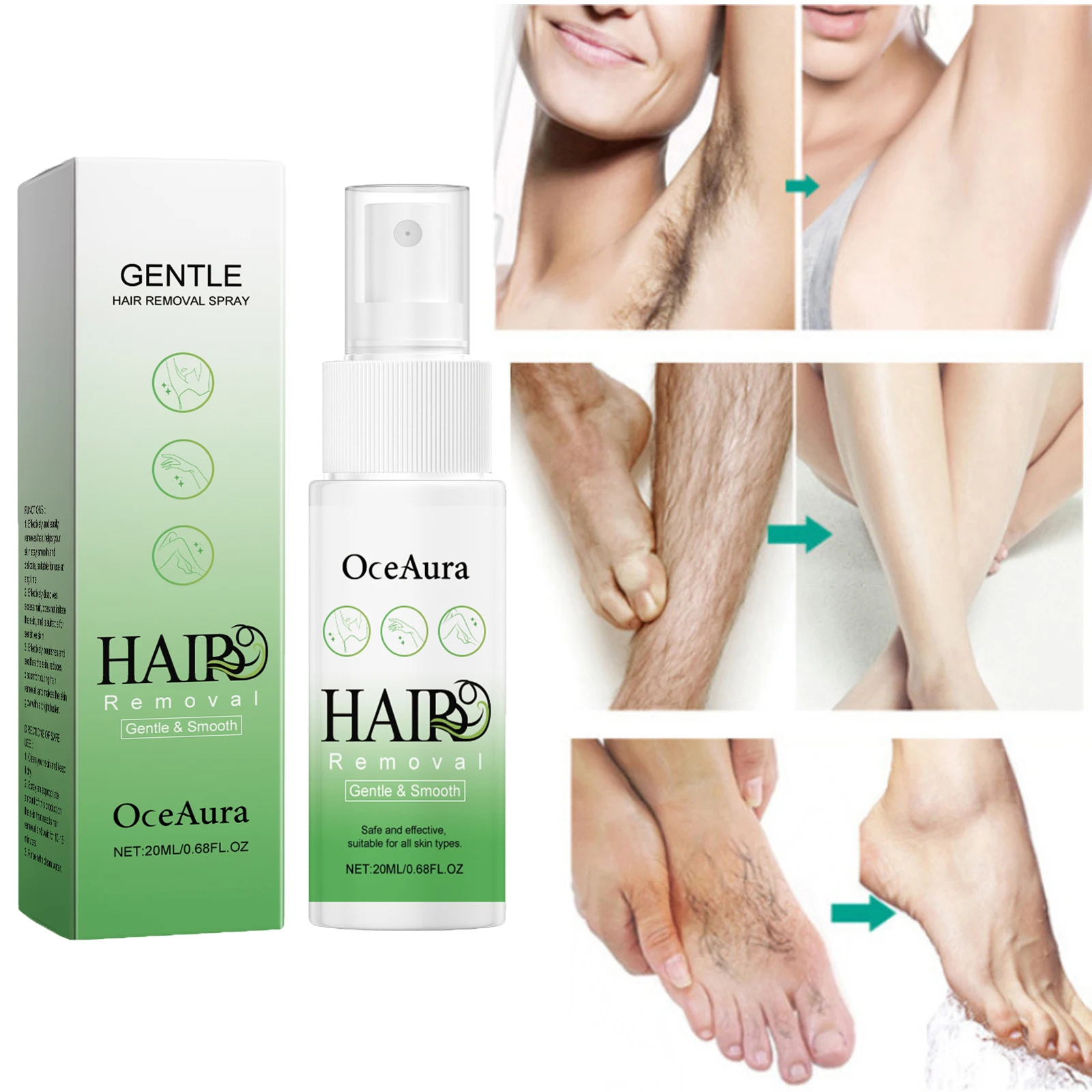 رذاذ إزالة الشعر السريع غير المؤلم مثبط نمو الشعر الذراع الإبط الساق مزيل الشعر الدائم للرجال النساء إصلاح الرعاية