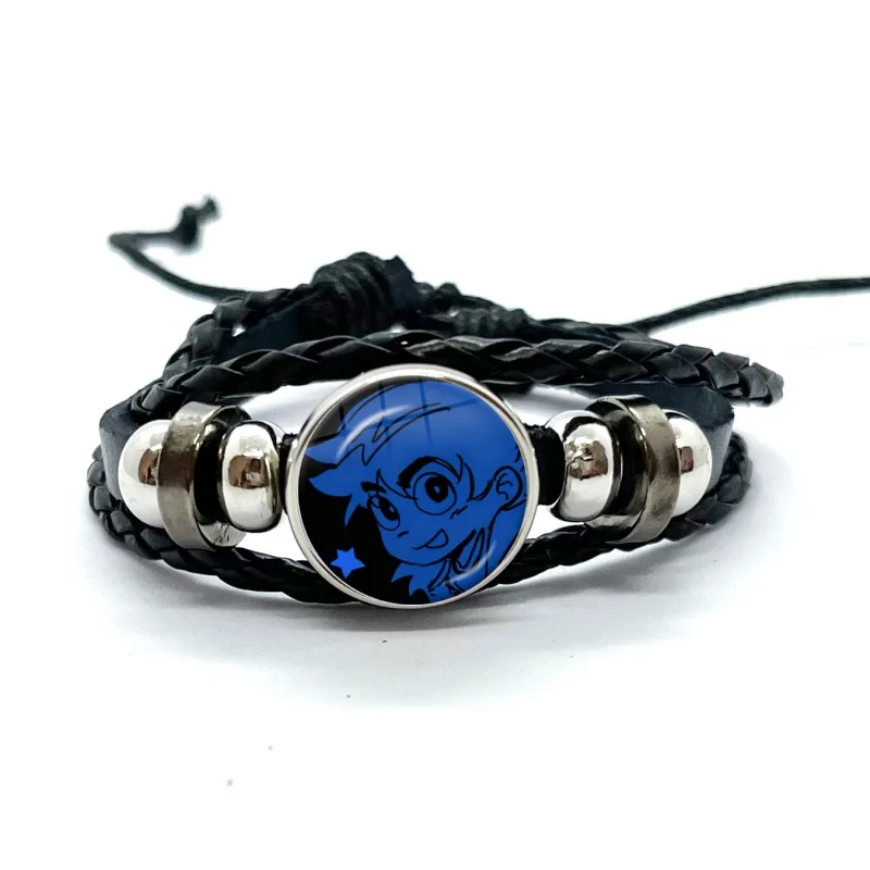 Divertidas Pulseras de Cuero de Anime Scott Pilgrim, Pulseras Trenzadas Multicapa con Figuras de Dibujos Animados de Wallace y Ramona, Brazaletes Hechos a Mano