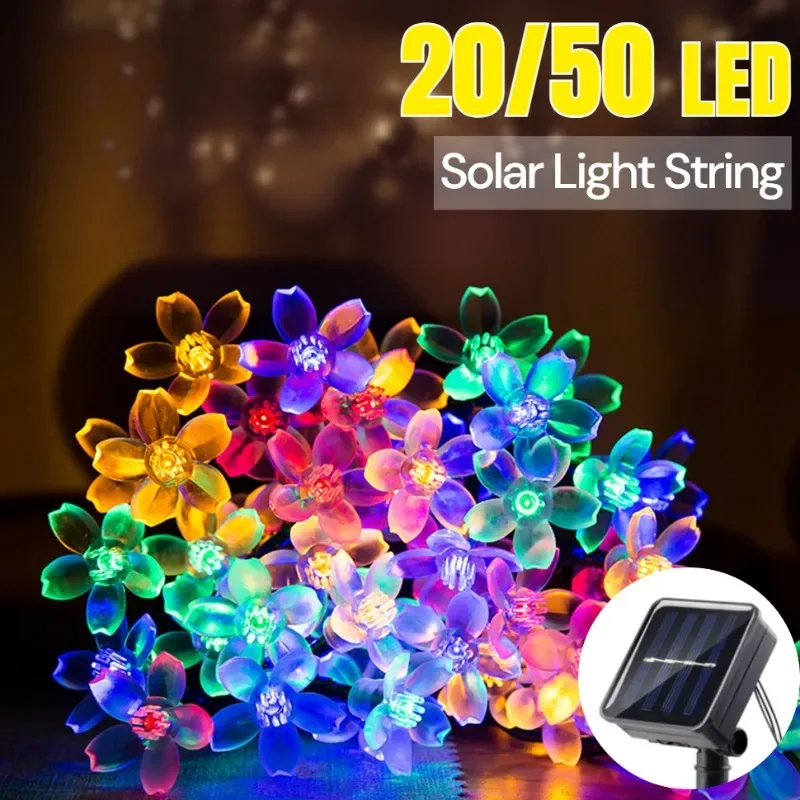 

20/50LEDS Solar Cherry Blossom String Light Outdoor Waterproof 5M 7M Festival Courtyard Decoration Lawn Garden Christmas Lights