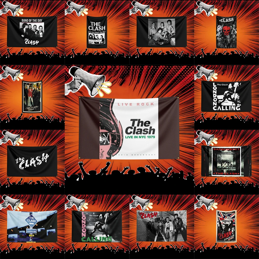The Clash Inspired Rock Music Flag 3x5 FT Polyester Banner For Bedroom Wall Decor Music Fans Gift