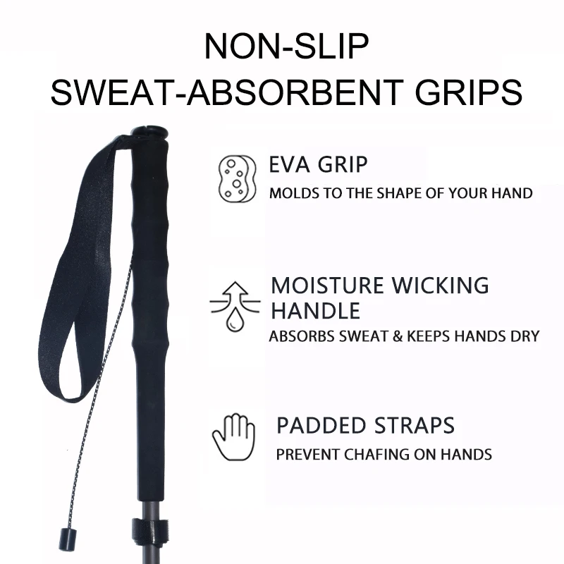 Wandel-/trekkingstokken van koolstofvezel |   Ultralichte bergbeklimstokken met anti-shock tips