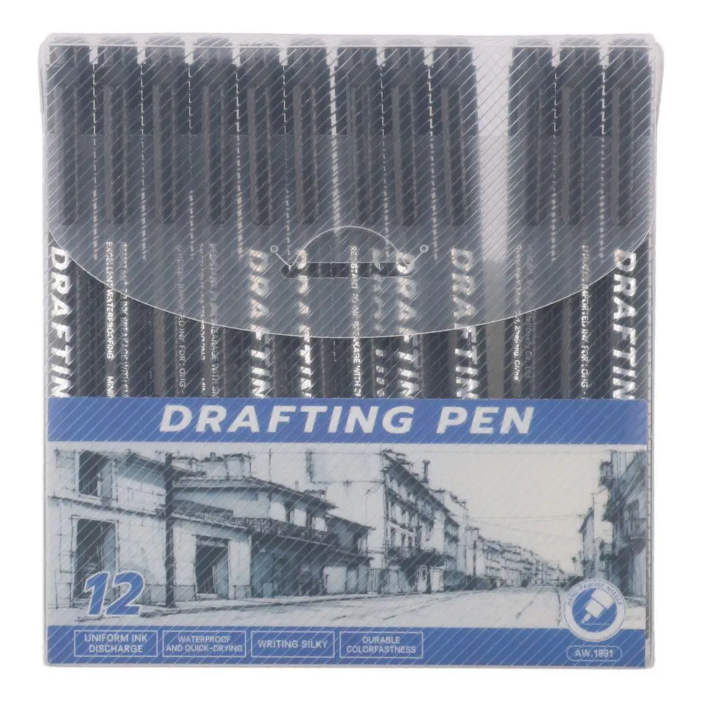 Black Micro-Pen Sketch 5.5Inch 12 Size Multiliner Pen Illustration Pen Art Pen