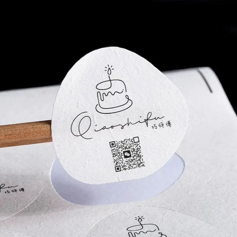 White Grain Texture Stickers Custom Brand LOGO Text Design Print Personalized Thank You Label Adhesive Product Box Packaging DIY