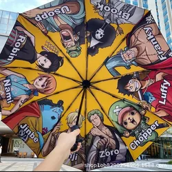 NEW One Piece 10/8 Skeleton Auto Shrink Vinyl Sunscreen Luffy Straw Hat Group Anime Umbrella Collection Kids New Christmas Gifts