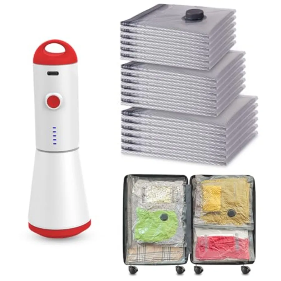 

Вакуумные пакеты для путешествий с USB-насосом, 18 штук, компактные, для багажа и чемоданов, размер S