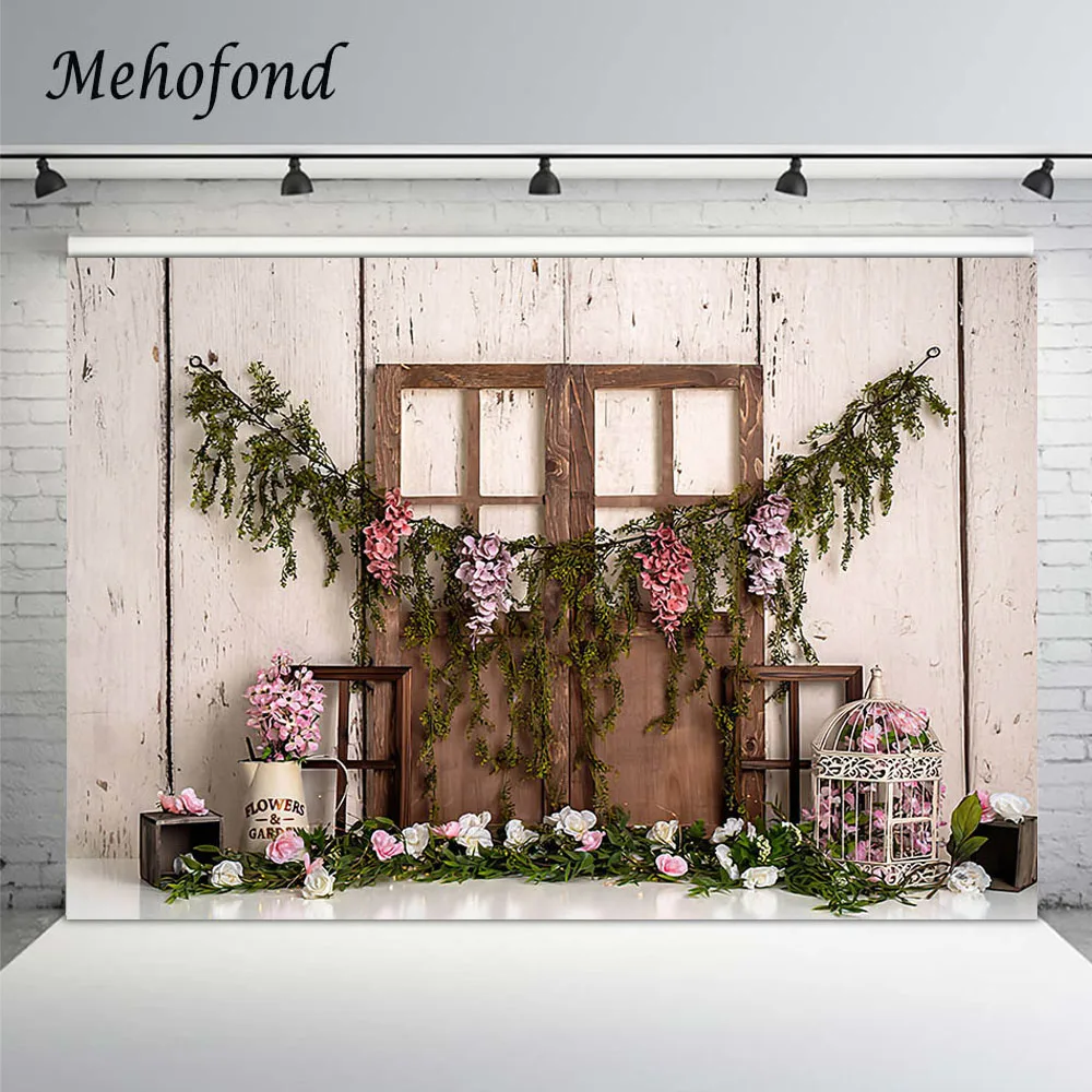 花の形をしたピンクの木の背景,緑の葉の装飾,ポートレート写真,背景,スタジオ